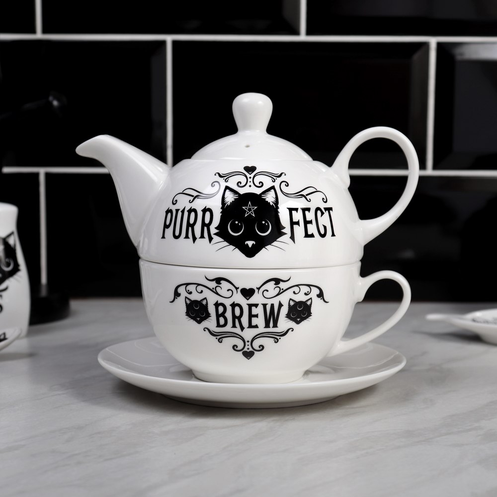 Alchemy - Purrfect Brew: Tea for One Teekanne und Tasse - Weiß